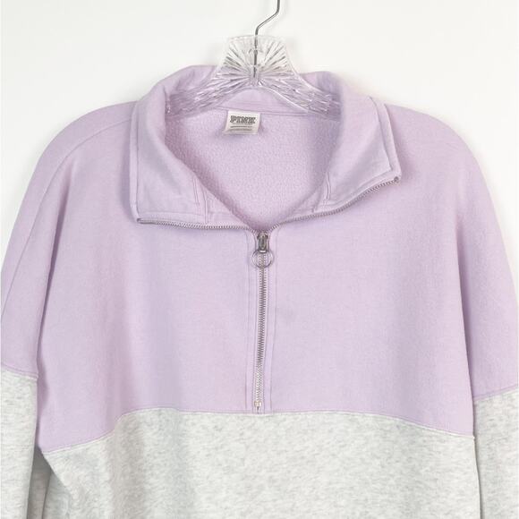 Victorias Secret Varsity Half Zip Pullover Lilac Gray Size XS - Picture 3 of 14